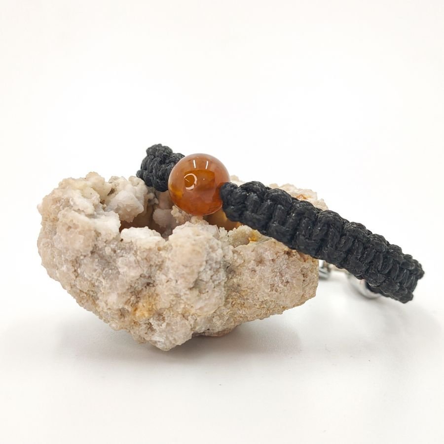 Pulseira de corda tecida com ágata castanha