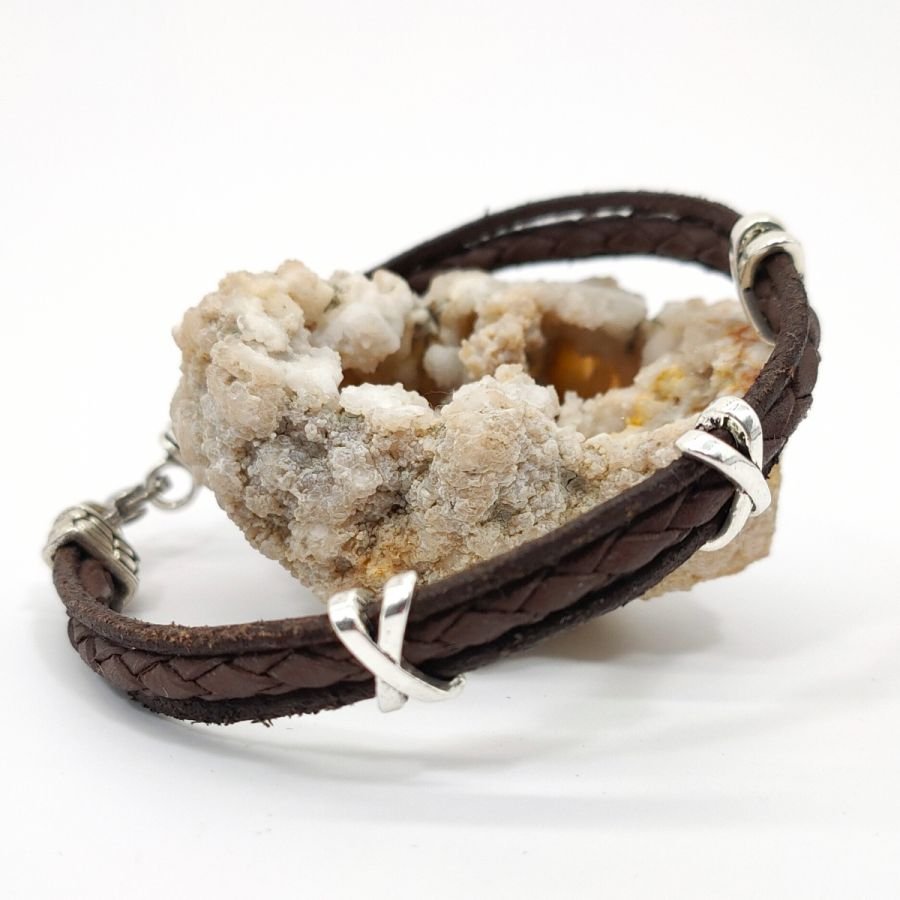 Pulseira de couro castanho multi-alças para homens