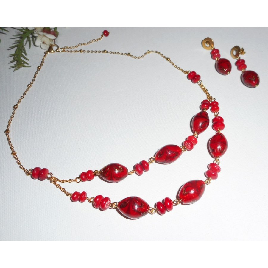 Vidro Murano Vermelho e Pulseira Gorgon com jade colorido