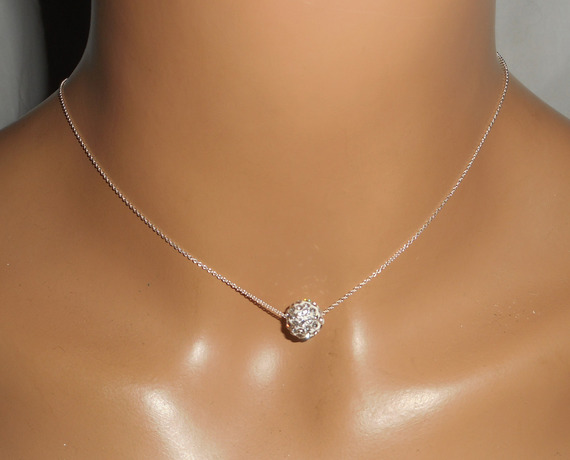 925 colar de prata com contas de cristal Swarovski numa corrente fina