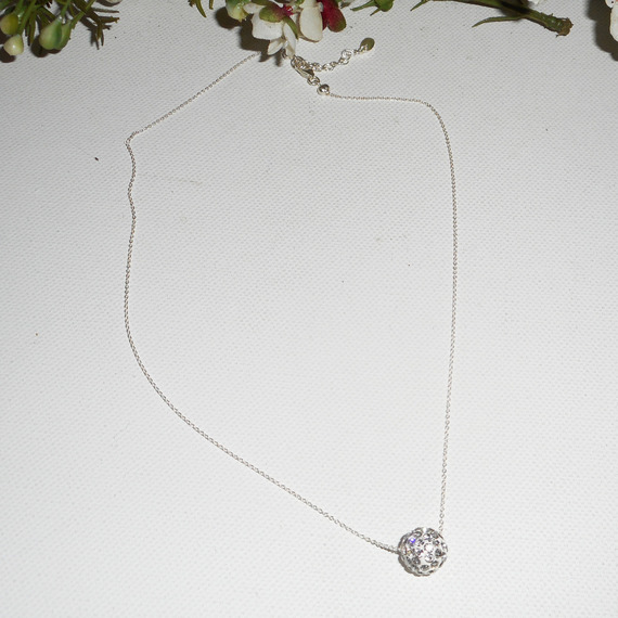 925 colar de prata com contas de cristal Swarovski numa corrente fina