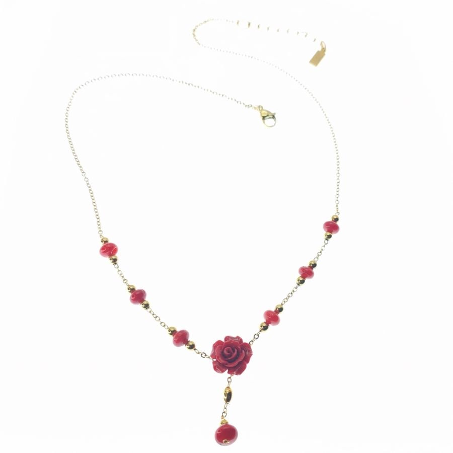 Colar gorgoniano rosa e vermelho