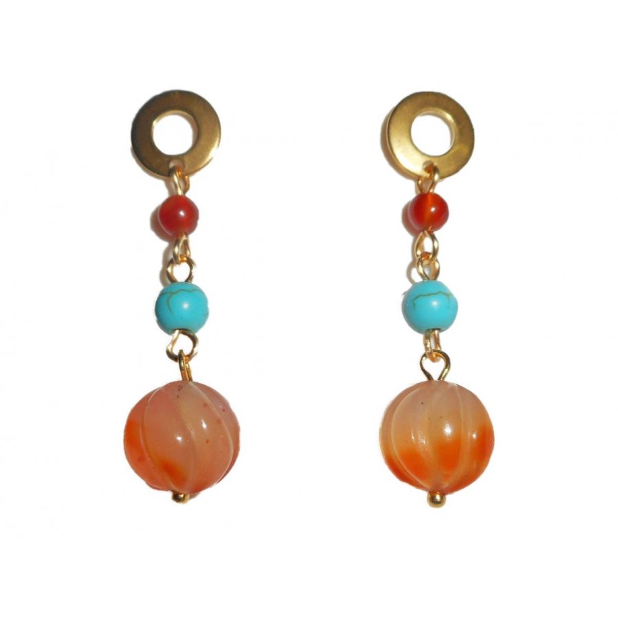 Colar de tartaruga com pedras carnelianas e turquesa 