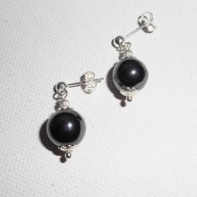 Brincos Hematita de 10mm em prata 925 libras esterlinas