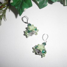 Brincos originais de anis com pérolas verdes de cristal
