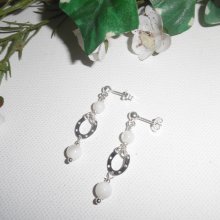 Brincos de mãe de pérolas com ferradura em 925 tachas de prata