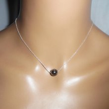 Pingente de pedra hematita sobre corrente de prata 925