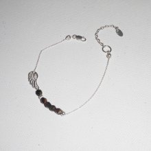 Asa original de cristal castanho e pulseira de missangas em corrente de prata 925