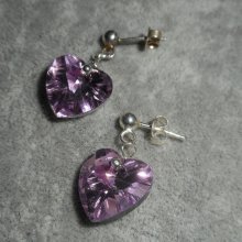 Brincos Swarovski com coração de cristal em 925 tachas de prata
