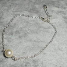 925 bracelete de prata com pérola cultivada em ecru