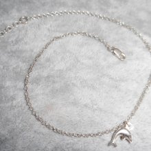 Bracelete/corrente de tanque com colarinho de golfinhos em corrente de prata 925