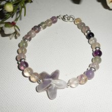 Pulseira de ametista e estrela de fluorite em prata 925