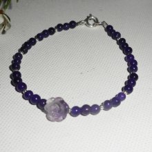 Bracelete de ametista pérola e rosa sobre fecho de prata