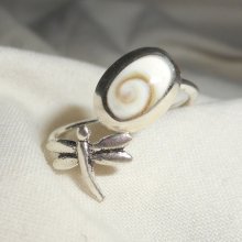 Anel Original 925 Sterling Silver Ring com Olho de Santa Lúcia e Libélula