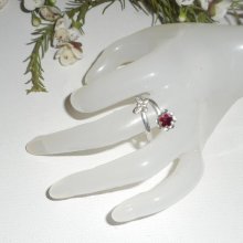 Anel original de prata 925 com flor de cristal e borboleta