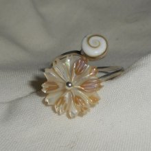 Anel Original 925 Sterling Silver Ring com Mãe de Pérola Margarida e Olho de Santa Lúcia