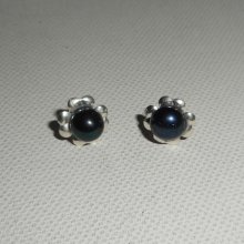Brincos com pérola de cultura negra, prata 925