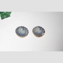 Brincos de camafeu azul em clipes