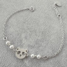 Pulseira de pérolas cultivadas com panda em prata 925