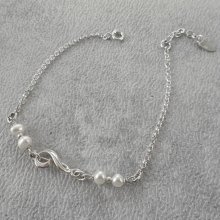 Pulseira de pérolas cultivadas com nota de música em prata 925