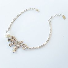 Pérola cultivada e bracelete de geiko sobre corrente de prata 925
