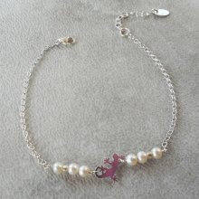 Pulseira de pérola e tarântula cultivada sobre corrente de prata 925