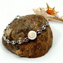 Pulseira de olho de Santa Lúcia sobre corrente de café em grão de aço 