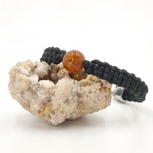 Pulseira de corda tecida com ágata castanha