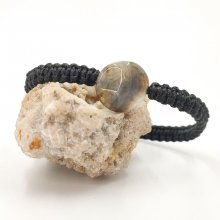 Pulseira de corda tecida com pedra de ágata azul