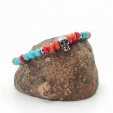 Gorgon e bracelete turquesa com crânio de aço inoxidável