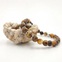 Olho de tigre e bracelete de aço inoxidável para homens