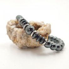 Pedra antracite cinzenta antracite masculina e bracelete em aço inoxidável