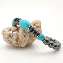 Pulseira de turquenite cinzenta antracite e azul hematita para homens