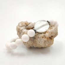 Pulseira de homem em concha branca e madrepérola