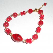 Vidro Murano Vermelho e Pulseira Gorgon com jade colorido