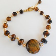 Olho de tigre e bracelete de aço inoxidável