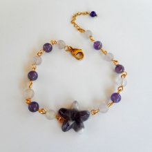 Bracelete de pedra ametista com estrela