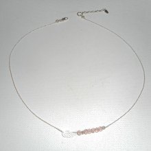 925 colar gargantilha de prata com asa pequena e pérolas de cristal rosa