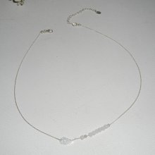 925 colar de gargantilha de prata com asa pequena e contas de cristal branco