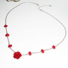 Colar gorgoniano rosa e vermelho em prata 925