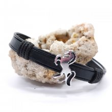 Pulseira de cavalo sobre cordão de couro 