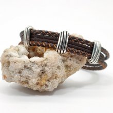 Pulseira de couro castanho para homens